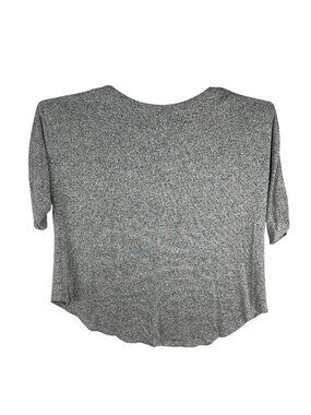 Kim & Cami Womens Button Accent Sleeve Top 2X Gray Heather Casual Knit Stretchy